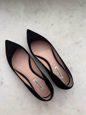 Giorgio Armani Black Pointed Suede Flats